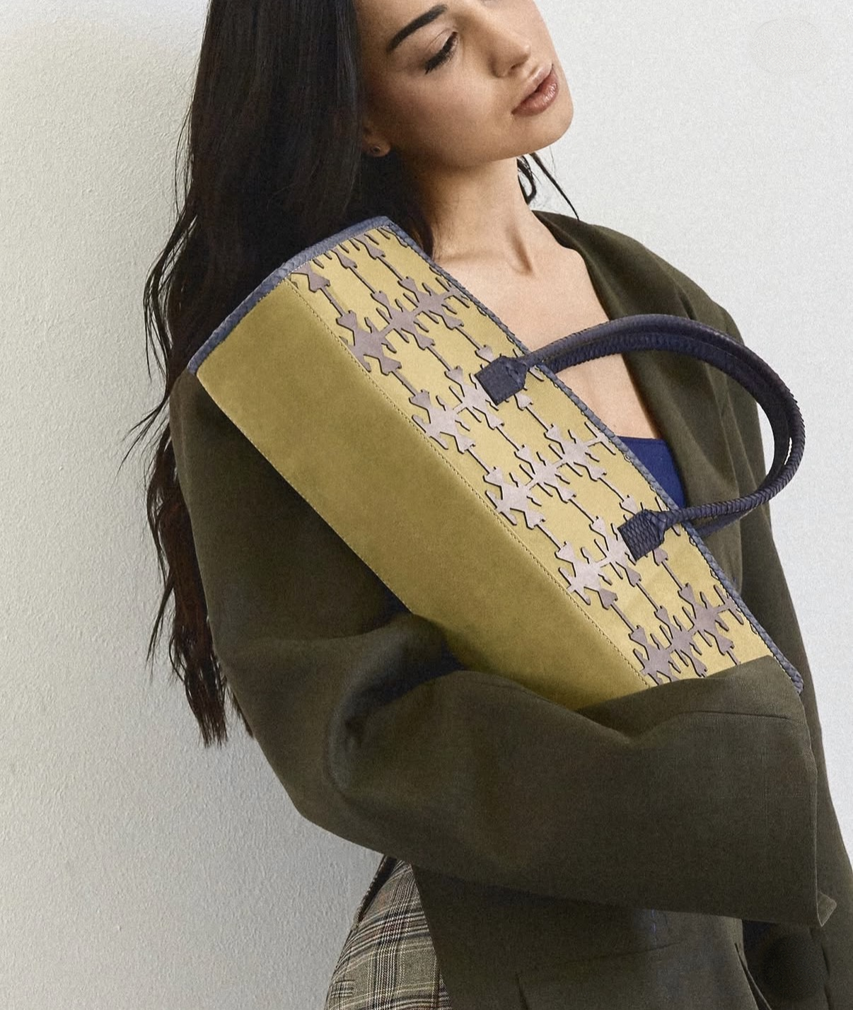 SUEZN modular olive and blue handbag