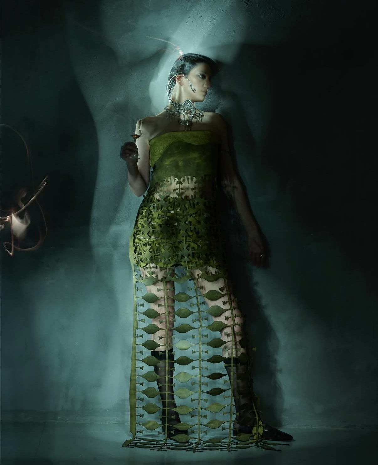 SUEZN modular green dress